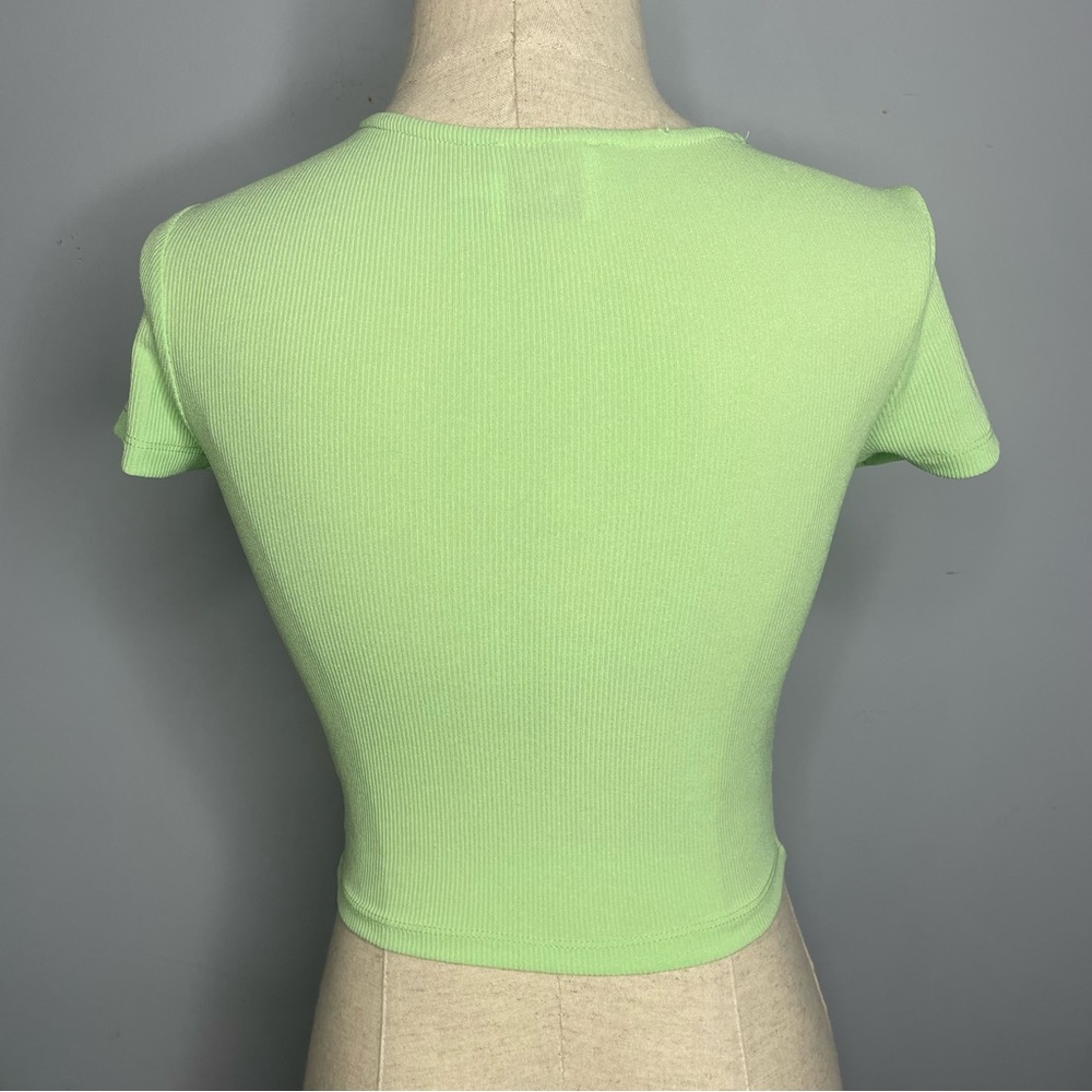 *PRINCESS POLLY* Green Ribbed Crop Top - Picture 3 of 7